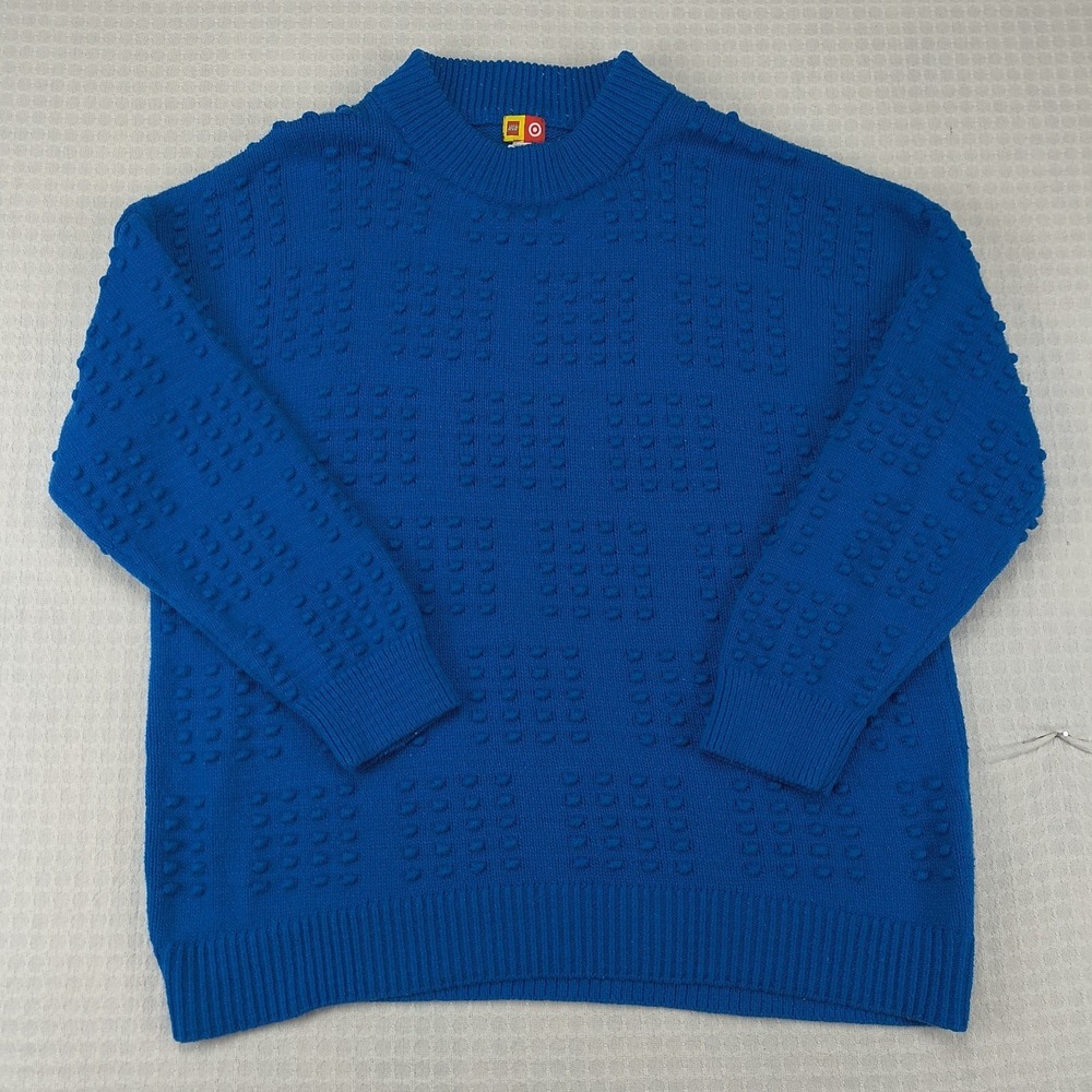 LEGO x Target Blue Textured Brick Knit Pullover Sweater Mens XL RN17730‎